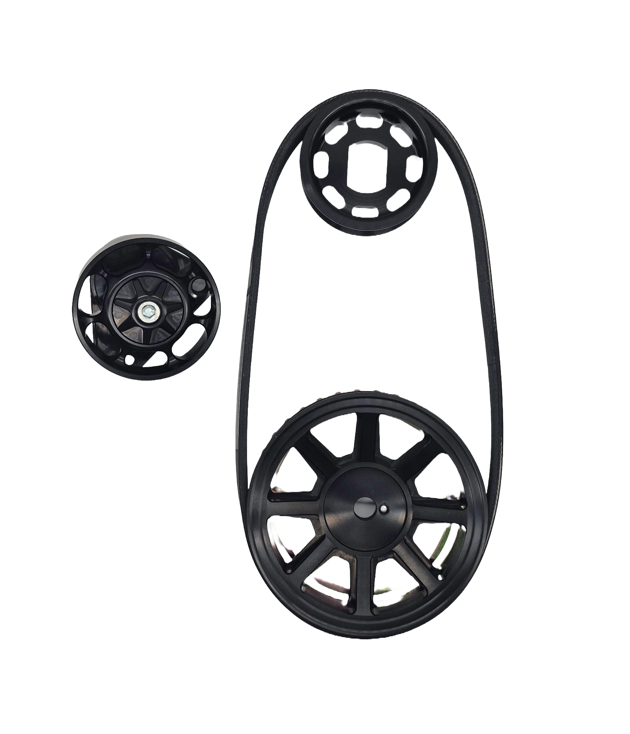 Introducing our newest solution to improving the original V belt design on classic 911's. With fast revving engines, light flywheels and hard driving, the standard V belt is known to get thrown off, resulting in the engine overheating, and loss off battery voltage. Later cars where shipped with a belt sensor to indicate when the belt had broken or come off its pullies. Additionally when using high current alternators, the additional power becomes greater than the original V belts design limits and often beg