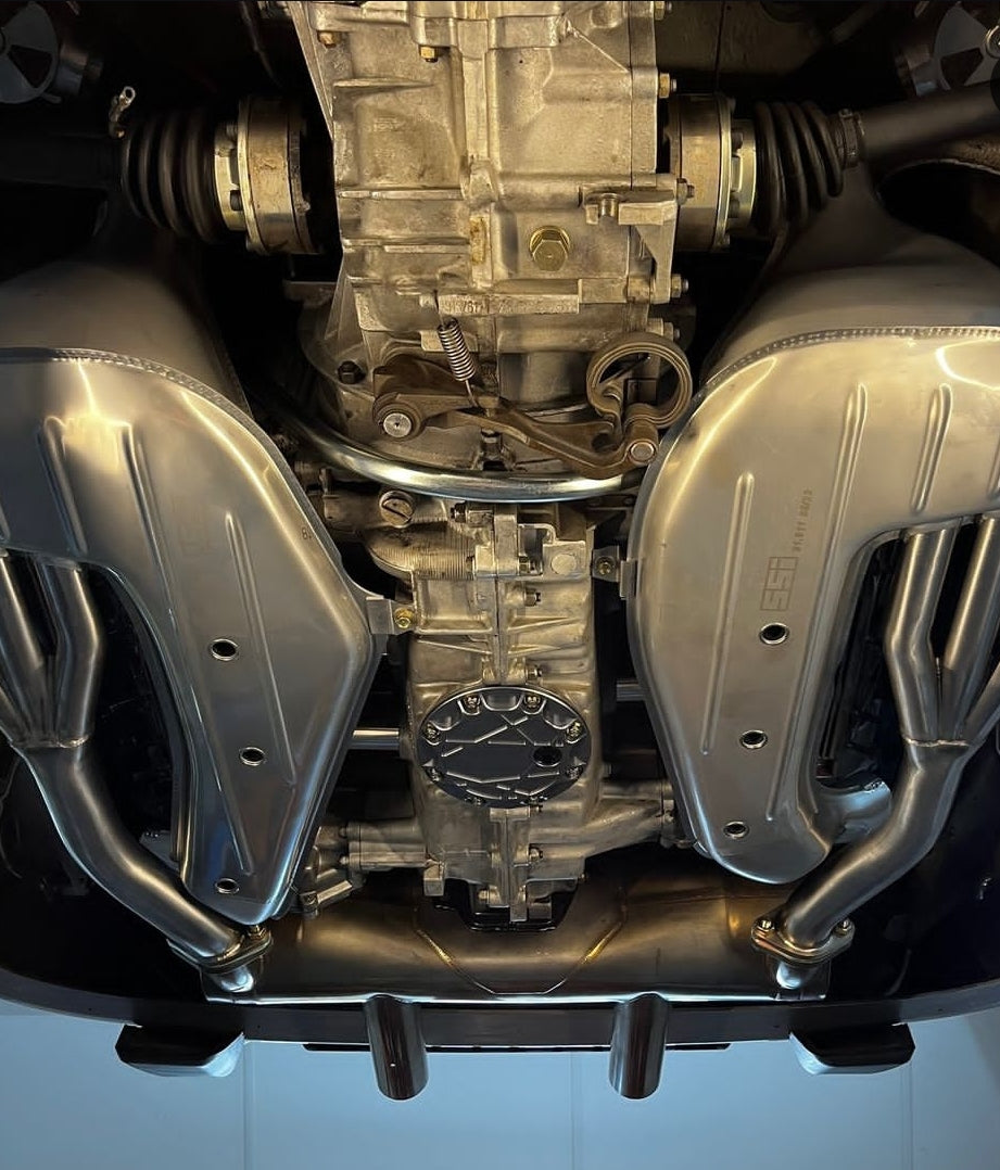 Close mup installation of a porsche 911 sump plate made and designed by adapt motorsport 