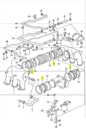 Rubber Sleeve for Throttle Body & Resonance Flap to Intake Manifold Porsche 996 C2/C4 >>2001 / 996 GT3